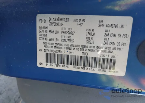 2007 Dodge Ram 1500 Slt/Trx4 Off Road/Sport z USA, uszkodzony, nr VIN 1D7HU18277S201417